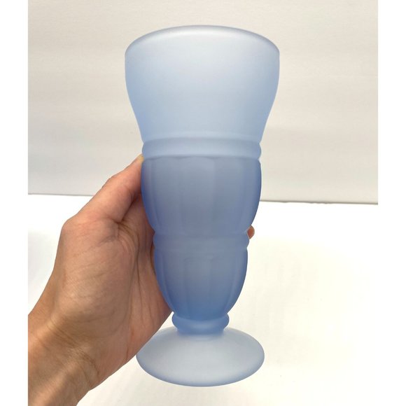 Set of 4 Indiana Glass Frosted Blue Soda Parfaits Glasses Milkshake Sundae Bowls - Picture 5 of 7